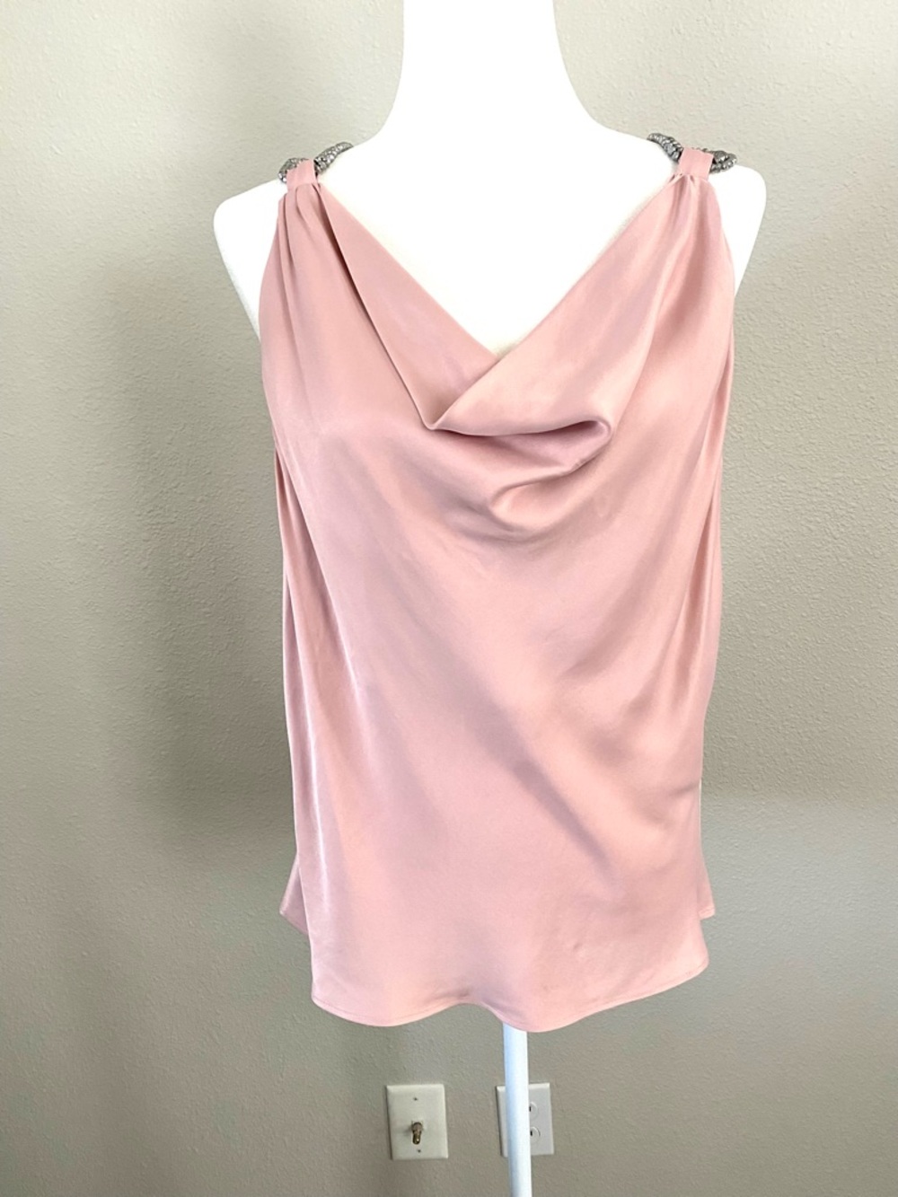 NWT Zara Pink Cowl-Neck Camisole with Rhinestone Straps - Picture 12 of 15